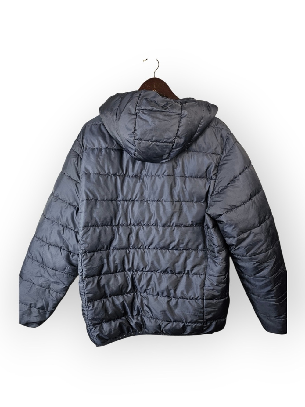 HM Navy Blue Hooded Lightweight Puffer Jacket Size Large EUC - Picture 5 of 5
